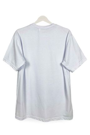 تی شرت سفید زنانه راحت یقه گرد پنبه - پلی استر تکی کد 833170467