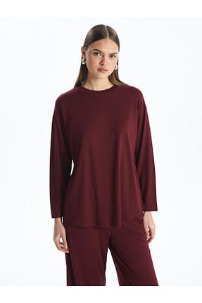 ست بالاتنه و پائین تنه زرشکی زنانه بافتنی LC Waikiki - کد 839891782
