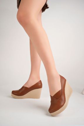 کفش پاشنه بلند پر قهوه ای زنانه پاشنه متوسط ( 5 - 9 cm ) جیر پاشنه پر کد 456529410