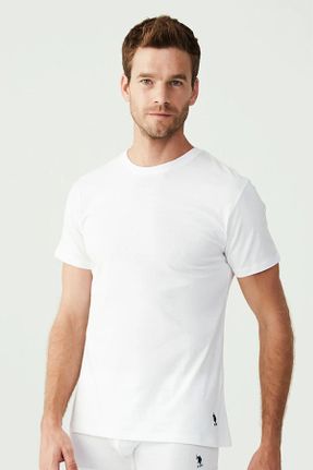 تی شرت سفید مردانه رگولار یقه گرد پنبه (نخی) 2