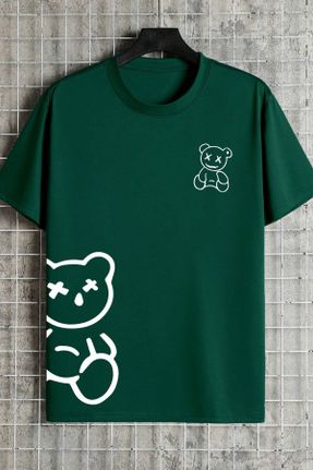 تی شرت سبز زنانه اورسایز یقه گرد تکی کد 801191701