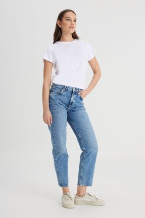 شلوار جین مشکی زنانه پاچه کوتاه فاق بلند جین ساده کد 817887019