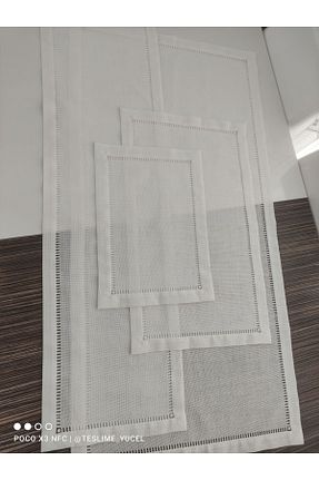 رومیزی سفید کتان Etamin nakisim - کد 835460646