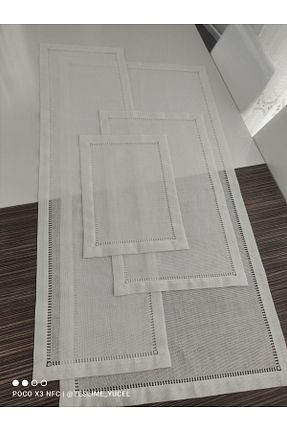 رومیزی سفید کتان Etamin nakisim - کد 835460646