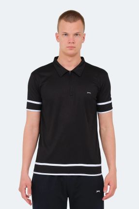 تی شرت مشکی مردانه رگولار یقه پولو پلی استر تکی بیسیک کد 840367800