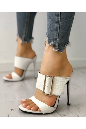 کفش پاشنه بلند کلاسیک سفید زنانه چرم پاشنه نازک پاشنه بلند ( +10 cm) کد 756036095