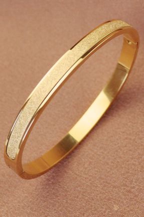 دستبند استیل طلائی زنانه فولاد ( استیل ) کد 681632878