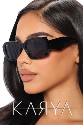 عینک آفتابی مشکی زنانه 50 UV400 پلاستیک مات هندسی کد 801458076