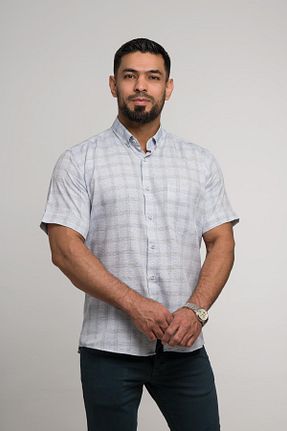 پیراهن آبی مردانه رگولار BİCAN - کد 825458449