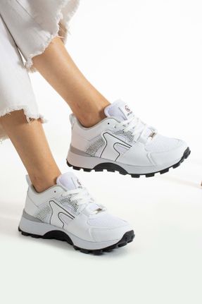 کفش اسنیکر سفید زنانه بند دار پلی اورتان کد 838026275