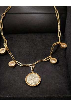 گردنبند استیل ( فولاد ) طلائی زنانه استیل (فولاد) neslim designer - کد 840716105