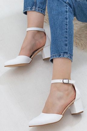 کفش پاشنه بلند کلاسیک سفید زنانه چرم مصنوعی Demashoes - کد 339591484