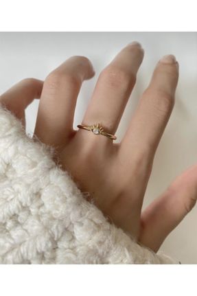 انگشتر جواهر سفید زنانه روکش طلا کد 195890071