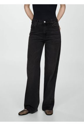شلوار جین مشکی زنانه پاچه رگولار استاندارد کد 820258542