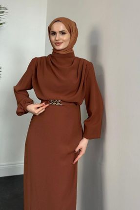 لباس مجلسی قهوه ای زنانه آستین استاندارد رگولار کد 825909661