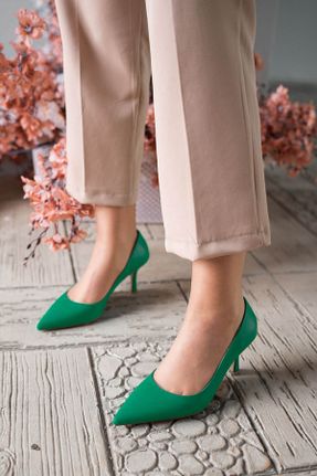 کفش استایلتو سبز پاشنه نازک پاشنه متوسط ( 5 - 9 cm ) کد 368547365