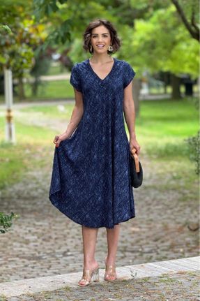 لباس آبی زنانه بافتنی راحت آستین-کوتاه کد 831962784