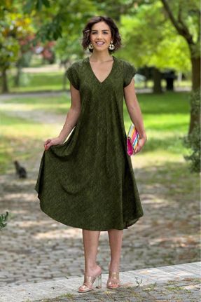 لباس سبز زنانه بافتنی راحت آستین-کوتاه کد 832071105