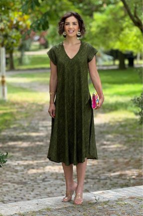 لباس سبز زنانه بافتنی راحت آستین-کوتاه کد 832071105
