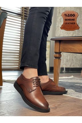 کفش کلاسیک قهوه ای مردانه چرم طبیعی پاشنه کوتاه ( 4 - 1 cm ) پاشنه ساده کد 233995560