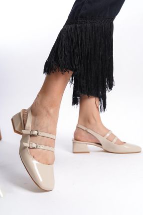 کفش پاشنه بلند کلاسیک بژ زنانه چرم مصنوعی پاشنه ضخیم پاشنه کوتاه ( 4 - 1 cm ) کد 793491610