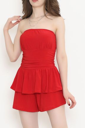 لباس قرمز زنانه بافت کرپ تنگ آستین-کوتاه کد 832285655