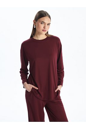 ست بالاتنه و پائین تنه زرشکی زنانه بافتنی LC Waikiki - کد 839891782