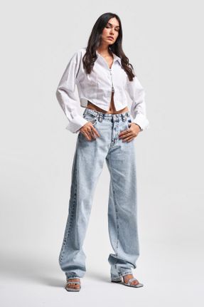 شلوار جین آبی زنانه پاچه تنگ فاق بلند جین ساده بلند کد 839887335