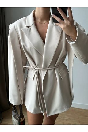 کت بژ زنانه اورسایز Solena - کد 840157804