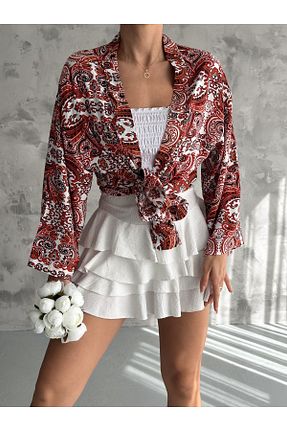 کیمونو و کافتان نارنجی زنانه ویسکون KAŞİHA - کد 840154985