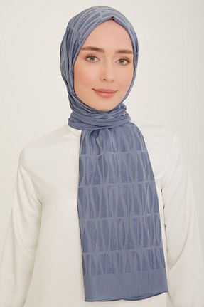 شال آبی زنانه پنبه (نخی) کد 840457910