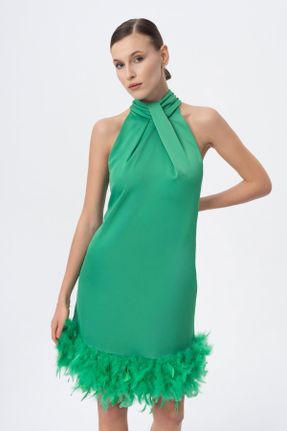 لباس سبز زنانه بافتنی اسلیم آستین-کوتاه کد 819130975