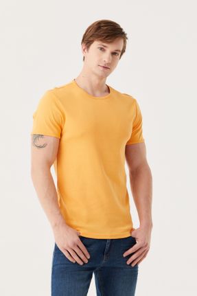تی شرت زرد مردانه رگولار یقه گرد تکی بیسیک کد 262983821