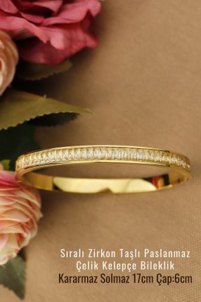 دستبند استیل طلائی زنانه استیل ضد زنگ کد 823795127