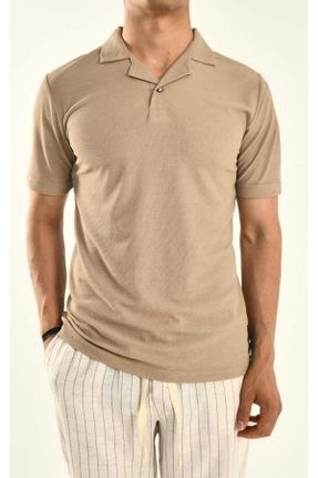 تی شرت بژ مردانه رگولار یقه دکمه دار جوان کد 812276766