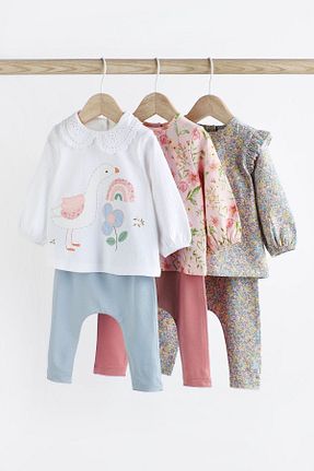ست بالاتنه و پائین تنه صورتی بچه گانه بافتنی Next Baby - کد 797171834