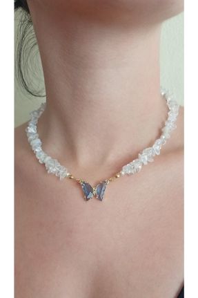 گردنبند جواهر سفید زنانه سنگی کد 473018953
