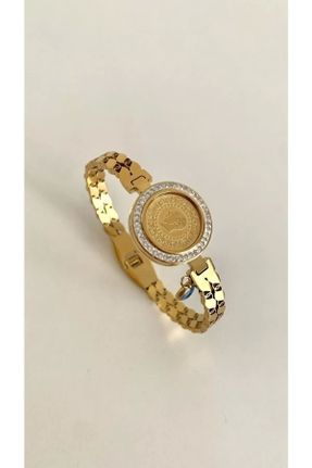 دستبند استیل طلائی زنانه فولاد ( استیل ) کد 641351462
