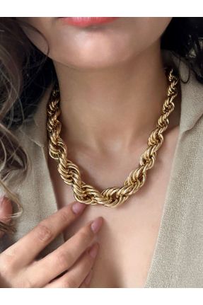 گردنبند جواهر طلائی زنانه استیل ضد زنگ کد 798234993