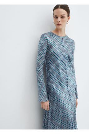 لباس آبی زنانه بافت پلی استر رگولار آستین-بلند کد 807591325