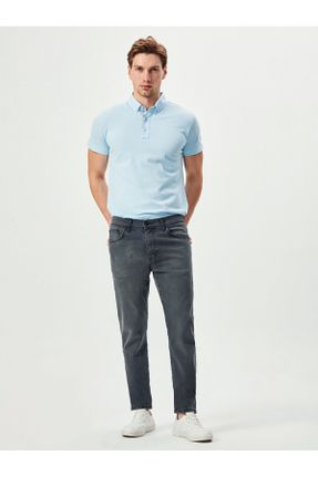 شلوار جین طوسی مردانه پاچه تنگ جین استاندارد کد 59191436