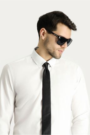 پیراهن سفید مردانه اسلیم یقه پیراهنی پنبه - پلی استر کد 802499516