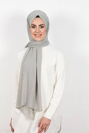 شال طوسی زنانه کرپ Eşarppark - کد 794313636