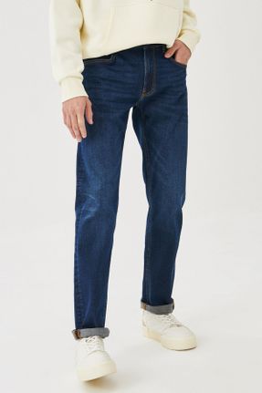 شلوار جین آبی مردانه پاچه ساده پنبه (نخی) کد 805257564