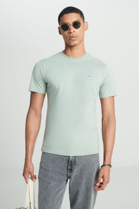 تی شرت سبز مردانه رگولار یقه گرد پنبه (نخی) تکی کد 797796321