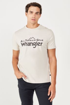تی شرت بژ مردانه رگولار یقه گرد پنبه (نخی) کد 771277027