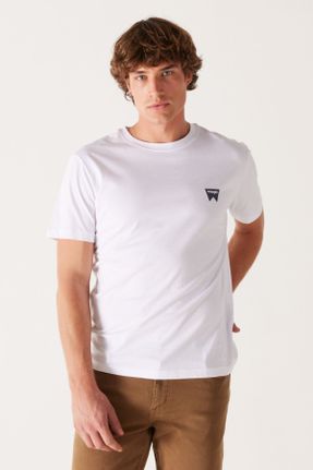تی شرت سفید مردانه رگولار یقه گرد پنبه (نخی) کد 769594777