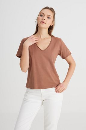 تیشرت قهوه ای زنانه رگولار Wrangler - کد 817887052