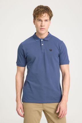 تی شرت آبی مردانه رگولار یقه پولو پنبه (نخی) کد 828424227