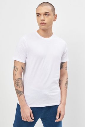 تی شرت سفید مردانه رگولار یقه گرد کد 475964118